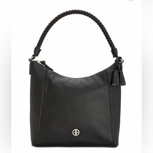 NWT GIANI BERNINI BRAID HANDLE PEBBLE HOBO BAG , BLACK